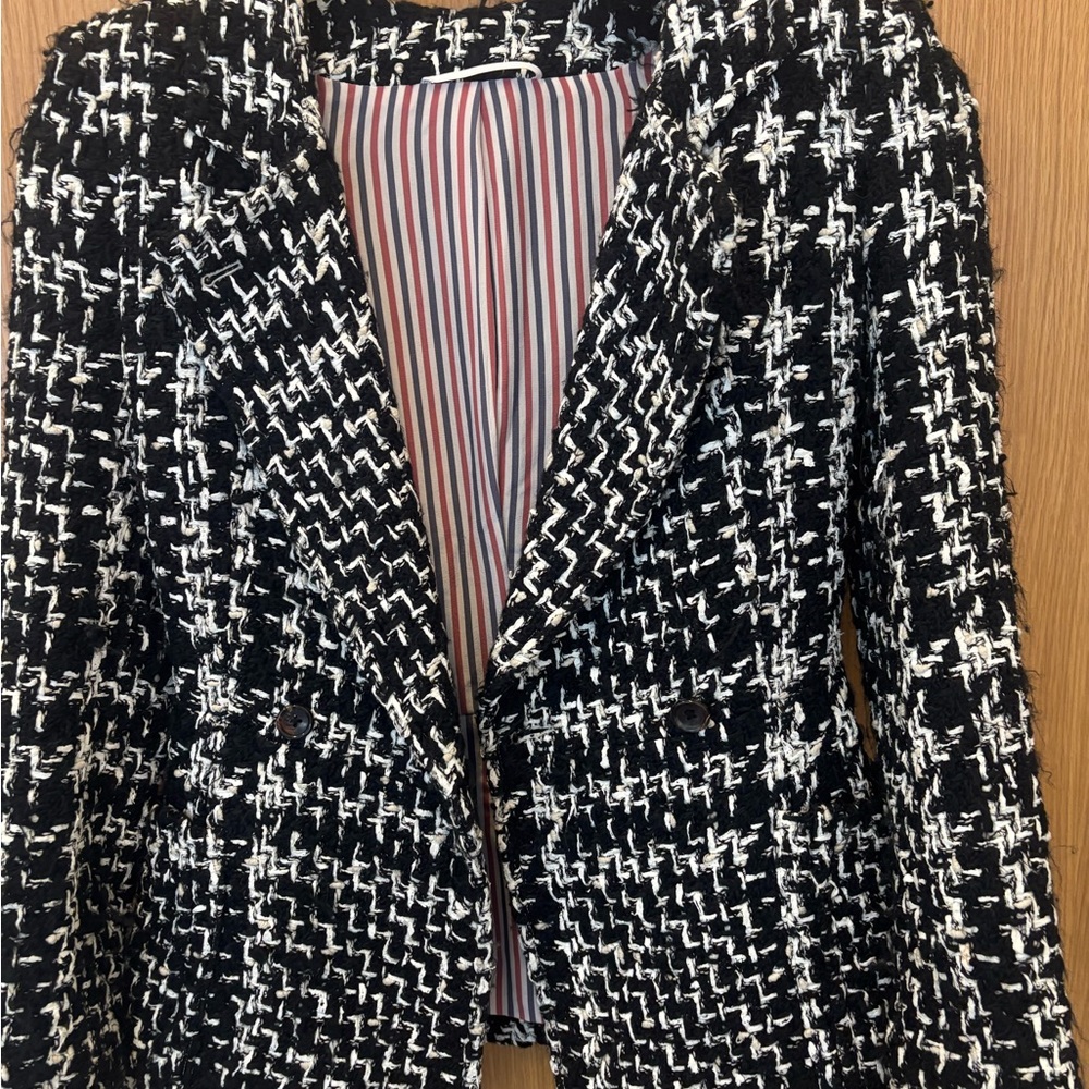 Thom Browne Black and White Tweed Blazer
